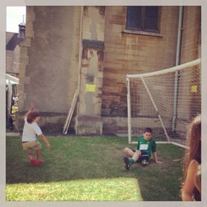 Master C playing Beat the Goalie at a summer fair